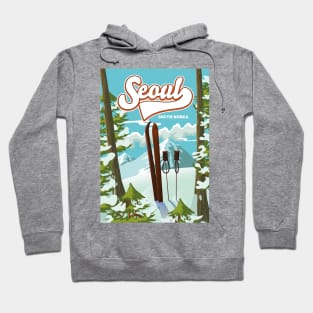 Seoul South Korea ski travel poster Hoodie